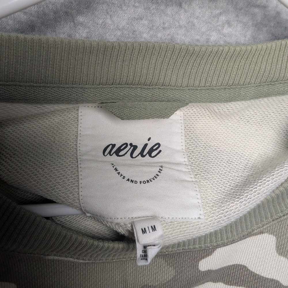 Aerie Womens Camo Cropped Crewneck Sweatshirt Medium Athleisure Loungewear - Picture 6 of 11
